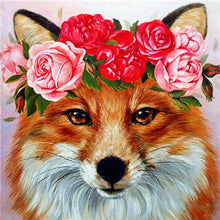 Load image into Gallery viewer, DIY 5D Diamond Painting Cat In Flower Wreath Diamond Embroidery Cross Stitch Animal Mosaic Full Round Rhinestones Home Decor - SallyHomey Life's Beautiful