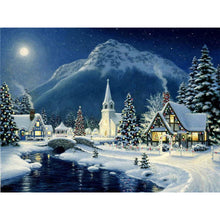 Load image into Gallery viewer, DIY 5D Diamond Painting Snow Scenery Diamond Embroidery Winter Landscape Rhinestones Cross Stitch Full Round Mosaic Home Decor