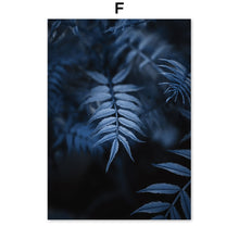 Load image into Gallery viewer, Blue White Flower Rose Fern Leaf Plant Wall Art Canvas Painting Nordic Posters And Prints Wall Pictures For Living Room Decor - SallyHomey Life's Beautiful