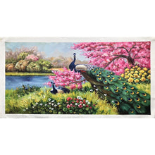 Load image into Gallery viewer, 100% Hand Painted Peacock Flower Art Oil Painting On Canvas Wall Art Frameless Picture Decoration For Live Room Home Decor Gift