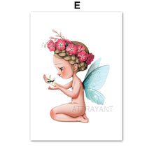 Load image into Gallery viewer, Cute Baby Girl Flower Nursery Wall Art Canvas Painting Nordic Posters And Prints Wall Pictures Kids Room Children Room Decor - SallyHomey Life's Beautiful