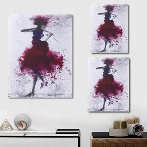 Fashion Red Girl Minimalist Abstract Art Canvas Oil Print Paintings Framed/Unframed - SallyHomey Life's Beautiful