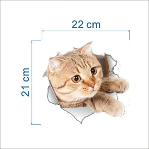 Cats 3D Wall Sticker Toilet Stickers Hole View Vivid Dogs Bathroom Home Decoration Animal Vinyl Decals Art Sticker Wall Poster - SallyHomey Life's Beautiful