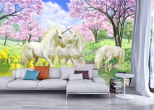 Load image into Gallery viewer, Custom 3D Mural Wallpaper Unicorn Dream Cherry Blossom TV Background Wall Pictures For Kids Room Bedroom Living Room Wallpaper - SallyHomey Life's Beautiful