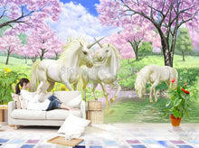 Load image into Gallery viewer, Custom 3D Mural Wallpaper Unicorn Dream Cherry Blossom TV Background Wall Pictures For Kids Room Bedroom Living Room Wallpaper - SallyHomey Life&#39;s Beautiful