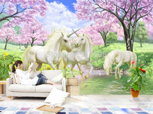 Load image into Gallery viewer, Custom 3D Mural Wallpaper Unicorn Dream Cherry Blossom TV Background Wall Pictures For Kids Room Bedroom Living Room Wallpaper - SallyHomey Life's Beautiful