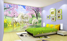 Load image into Gallery viewer, Custom 3D Mural Wallpaper Unicorn Dream Cherry Blossom TV Background Wall Pictures For Kids Room Bedroom Living Room Wallpaper - SallyHomey Life's Beautiful