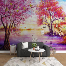 Load image into Gallery viewer, Custom Wall Mural Home Decor Wallpaper European Style Oil Painting Forest Tree Elk Swan Lake Photo Picture Living Room Bedroom - SallyHomey Life's Beautiful
