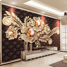 Load image into Gallery viewer, Custom Mural Wallpaper Black Jewel Diamond Pearl Flower European Style Living Room Bedroom TV Background Wall Painting Pictures - SallyHomey Life's Beautiful