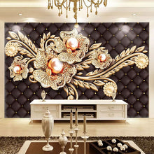 Load image into Gallery viewer, Custom Mural Wallpaper Black Jewel Diamond Pearl Flower European Style Living Room Bedroom TV Background Wall Painting Pictures - SallyHomey Life's Beautiful