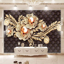 Load image into Gallery viewer, Custom Mural Wallpaper Black Jewel Diamond Pearl Flower European Style Living Room Bedroom TV Background Wall Painting Pictures - SallyHomey Life's Beautiful
