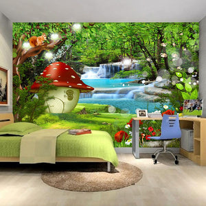 Custom Mural Wallpaper Waterproof Papel De Parede 3D Kids Room Baby Bedroom Background Wall Green Forest Picture Decor Painting - SallyHomey Life's Beautiful