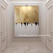 Load image into Gallery viewer, Golden picture Hand painted High Quality Abstract Oil painting Wall Art on Canvas art Abstract gold Oil painting for living room