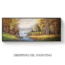 Load image into Gallery viewer, Hand-painted Classical Landscape Oil Painting on Canvas Beautiful Natural Scenery Small Waterfall Oil Painting