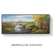 Load image into Gallery viewer, Hand-painted Classical Landscape Oil Painting on Canvas Beautiful Natural Scenery Small Waterfall Oil Painting