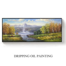 Load image into Gallery viewer, Hand-painted Classical Landscape Oil Painting on Canvas Beautiful Natural Scenery Small Waterfall Oil Painting