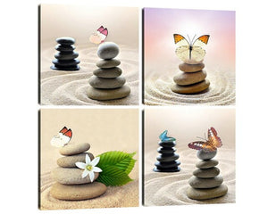4 Piece Spa Stones Canvas Wall Art Pictures Modular Wall Pictures
