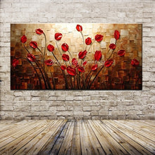 Load image into Gallery viewer, Pop Art Hand Painted Thick Palette Knife Flower Oil Painting on Canvas Abstract Wall Painting Living Room Home Wall Decor