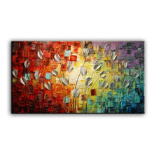 Load image into Gallery viewer, Pop Art Hand Painted Thick Palette Knife Flower Oil Painting on Canvas Abstract Wall Painting Living Room Home Wall Decor