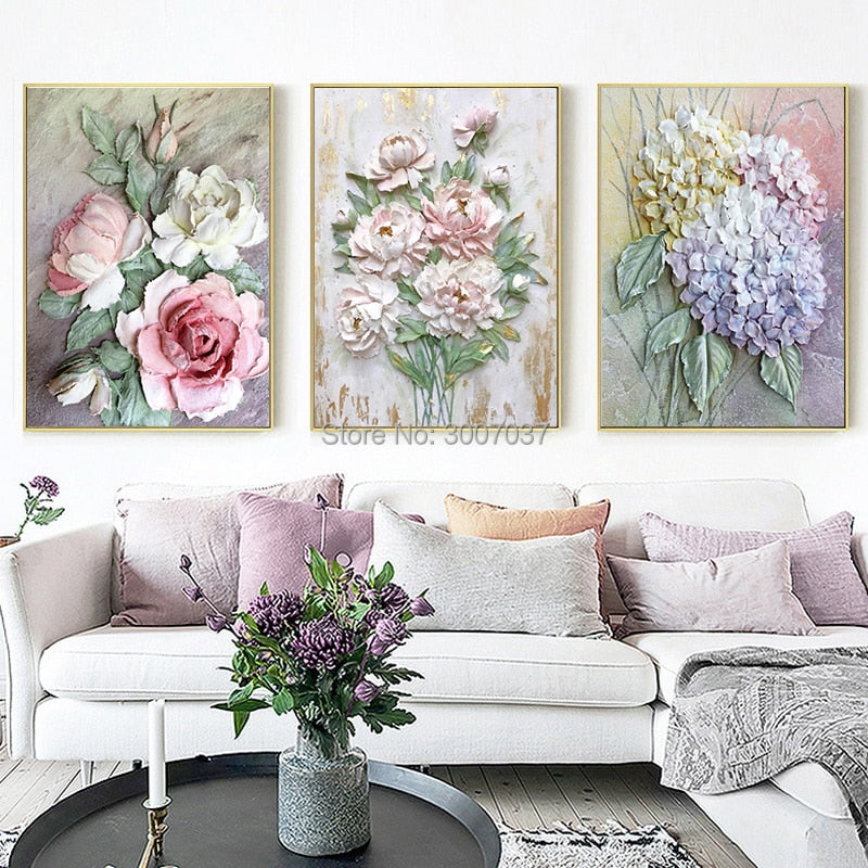 Hand Painted Oil Painting on Canvas Wall Art Scandinavian Thick Flower Oil Painting Handmade Canvas Painting For Home Decoration