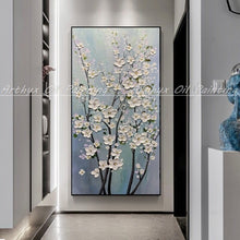 Load image into Gallery viewer, Pop Art Hand Painted Thick Palette Knife Flower Oil Painting on Canvas Abstract Wall Painting Living Room Home Wall Decor