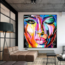 Load image into Gallery viewer, Francoise Nielly face oil painting wall art pictures portrait Impasto figure Palette Knife on Canvas quadros Caudros Decoration