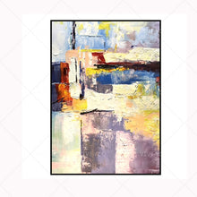 Load image into Gallery viewer, Best Art Green Blue Gray Yellow Pink Abstract Oil Painting Canvas Handmade Painting Home Decor Oil Painting Artwork