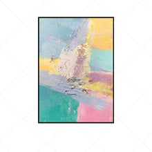 Load image into Gallery viewer, Best Art Green Blue Gray Yellow Pink Abstract Oil Painting Canvas Handmade Painting Home Decor Oil Painting Artwork