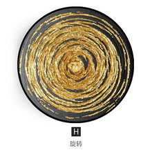 Load image into Gallery viewer, Round Golden Pattern Abstract Inkjet Wall Painting Wall Decoration Crafts Mural Solid Wood Frame Mirror Poster Living Room Decor