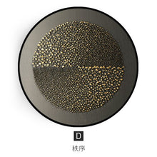 Load image into Gallery viewer, Round Golden Pattern Abstract Inkjet Wall Painting Wall Decoration Crafts Mural Solid Wood Frame Mirror Poster Living Room Decor