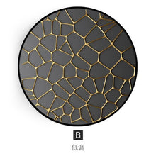 Load image into Gallery viewer, Round Golden Pattern Abstract Inkjet Wall Painting Wall Decoration Crafts Mural Solid Wood Frame Mirror Poster Living Room Decor