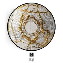 Load image into Gallery viewer, Round Golden Pattern Abstract Inkjet Wall Painting Wall Decoration Crafts Mural Solid Wood Frame Mirror Poster Living Room Decor
