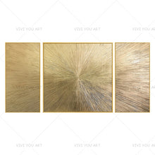 Load image into Gallery viewer, 100% Handmade Modern Golden Line Oil Painting On Canvas 3 Pieces/set Golden Color Abstract Wall Art Picture For Room No Framed