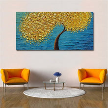 Load image into Gallery viewer, Modern Handpainted Abstract Large Gold Money Tree Flower 3d Oil Painting On Canvas Home Decor Wall Art Picture For Living Room