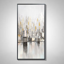 Load image into Gallery viewer, Hand Painted City Buildings Abstract Oil Painting Thick Knife Oil Canvas Painting Modern Wall Art Painting Office Salon Decor