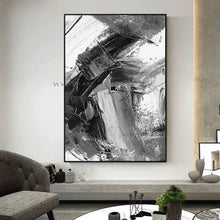 Load image into Gallery viewer, 100% Hand Painted For Living Room Abstract Texture Art Large Wall Art Black and White Abstract Painting Modern Art Decoration