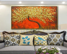 Load image into Gallery viewer, Modern Handpainted Abstract Large Gold Money Tree Flower 3d Oil Painting On Canvas Home Decor Wall Art Picture For Living Room