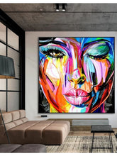 Load image into Gallery viewer, Francoise Nielly face oil painting wall art pictures portrait Impasto figure Palette Knife on Canvas quadros Caudros Decoration