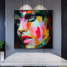 Load image into Gallery viewer, Francoise Nielly face oil painting wall art pictures portrait Impasto figure Palette Knife on Canvas quadros Caudros Decoration
