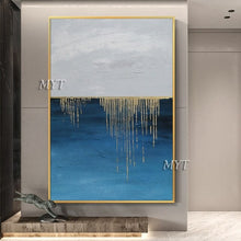 Load image into Gallery viewer, 100% hand-painted abstract oil painting on canvas in living room gold modern wedding decorative painting frameless