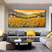 Load image into Gallery viewer, 100%Hand-Painted Sunflower Oil Painting On Canvas Handmade Large Garden Landscape Canvas Painting For Living Room Decor Unframed
