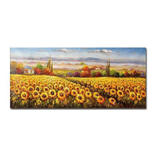 Load image into Gallery viewer, 100%Hand-Painted Sunflower Oil Painting On Canvas Handmade Large Garden Landscape Canvas Painting For Living Room Decor Unframed