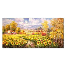 Load image into Gallery viewer, 100%Hand-Painted Sunflower Oil Painting On Canvas Handmade Large Garden Landscape Canvas Painting For Living Room Decor Unframed
