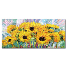 Load image into Gallery viewer, 100%Hand-Painted Sunflower Oil Painting On Canvas Handmade Large Garden Landscape Canvas Painting For Living Room Decor Unframed