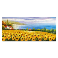 Load image into Gallery viewer, 100%Hand-Painted Sunflower Oil Painting On Canvas Handmade Large Garden Landscape Canvas Painting For Living Room Decor Unframed