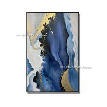 Load image into Gallery viewer, Large Abstract Blue Yellow Handmade Oil Painting Modern Canvas Art Fashion Wall Pictures for Living Room Big Blue Home Art
