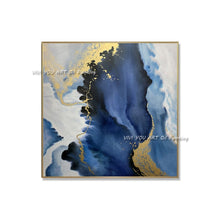 Load image into Gallery viewer, Large Abstract Blue Yellow Handmade Oil Painting Modern Canvas Art Fashion Wall Pictures for Living Room Big Blue Home Art