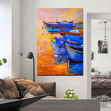 Load image into Gallery viewer, Real Handmade Dropshopping Abstract Sailing Boat Ship Oil Painting Unframed Canvas Wall Decor Picture Art Free Shipping Pieces