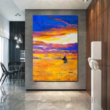 Load image into Gallery viewer, Real Handmade Dropshopping Abstract Sailing Boat Ship Oil Painting Unframed Canvas Wall Decor Picture Art Free Shipping Pieces