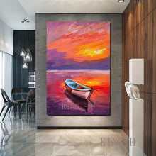 Load image into Gallery viewer, Real Handmade Dropshopping Abstract Sailing Boat Ship Oil Painting Unframed Canvas Wall Decor Picture Art Free Shipping Pieces